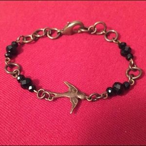 Bird Natural Brass & Swarovski Crystal Bracelet